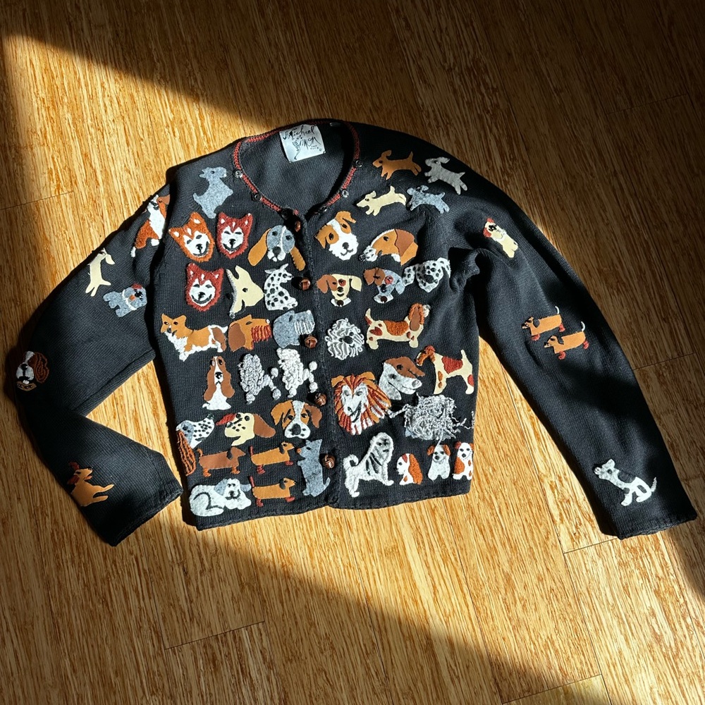Michael Simon Vintage 1990s Dog Cardigan